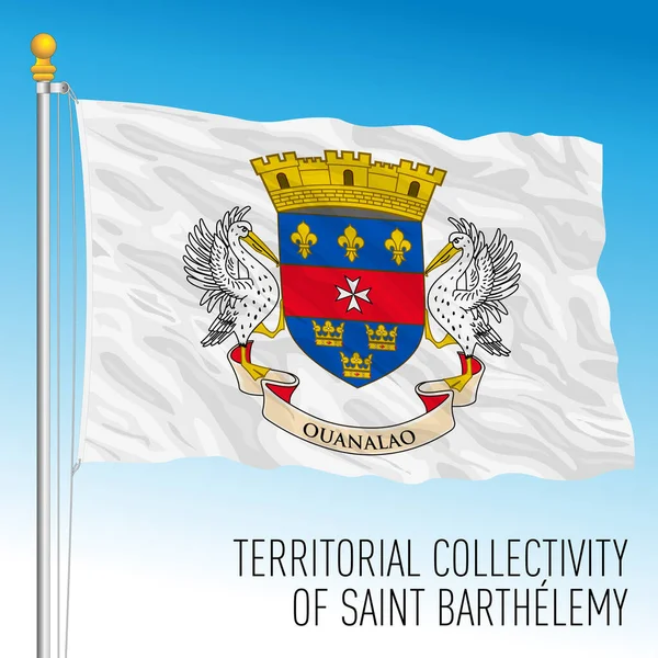 Saint Barthelemy Territorial Flag France Caribbean Country Vector Illustration — 图库矢量图片
