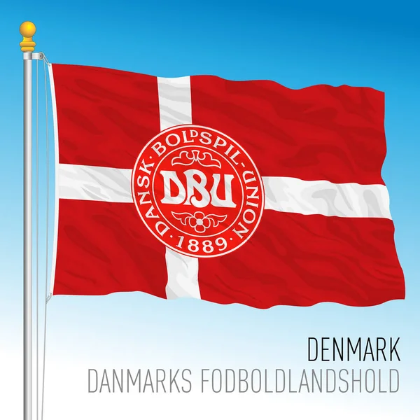 Köpenhamn Danmark Juni 2021 Dansk Flagga Med Dansk Fotbollsförbundets Logotyp — Stock vektor