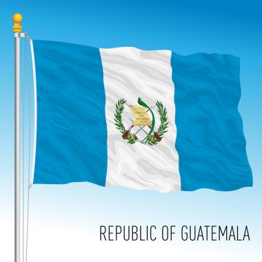Guatemala resmi ulusal bayrağı, Amerikan ülkesi, vektör illüstrasyonu
