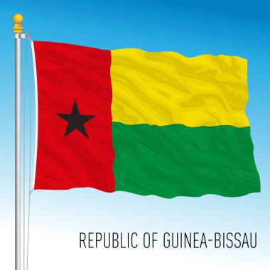 Gine Bissau resmi ulusal bayrağı, Afrika ülkesi, vektör illüstrasyonu