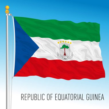 Ekvator Ginesi resmi ulusal bayrağı, Afrika ülkesi, vektör illüstrasyonu