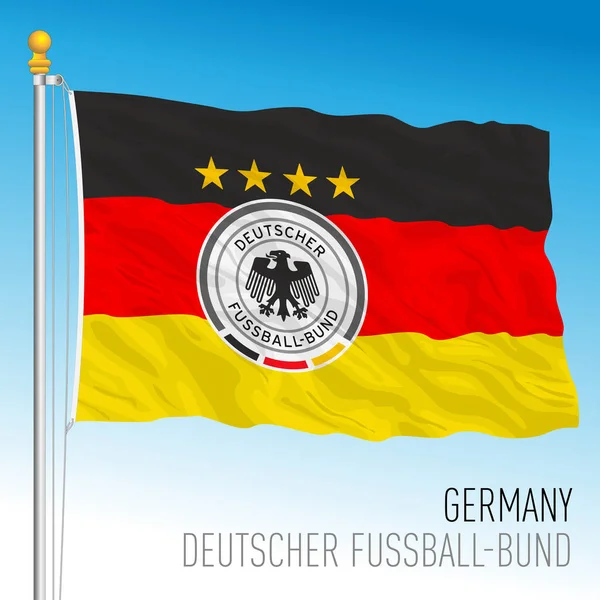 Berlín Alemania Junio 2021 Bandera Alemana Con Logotipo Federación Alemana — Vector de stock