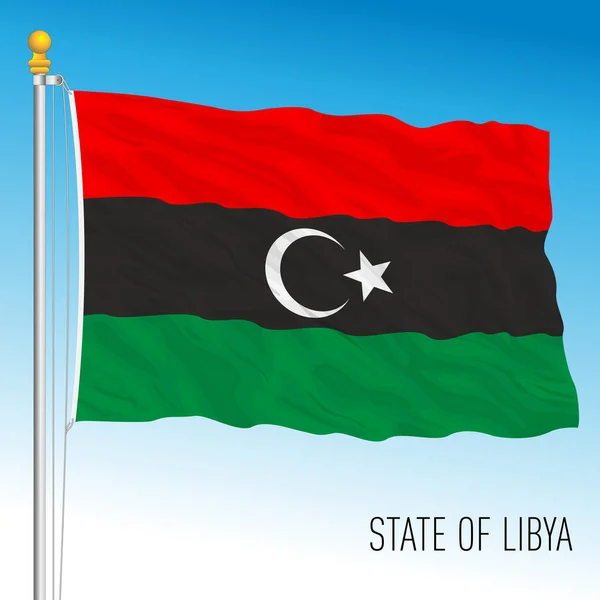 Libya Resmi Ulusal Bayrağı Afrika Ülkesi Vektör Illüstrasyonu — Stok Vektör