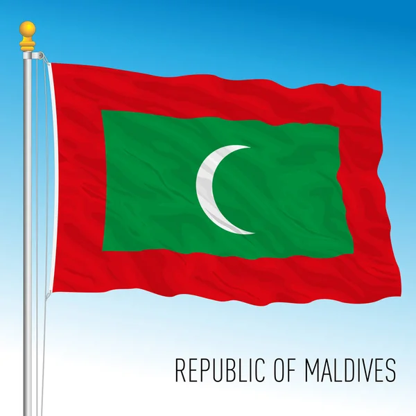 Мальдивский Государственный Флаг Страна Индийского Океана Векторная Иллюстрация — стоковый вектор