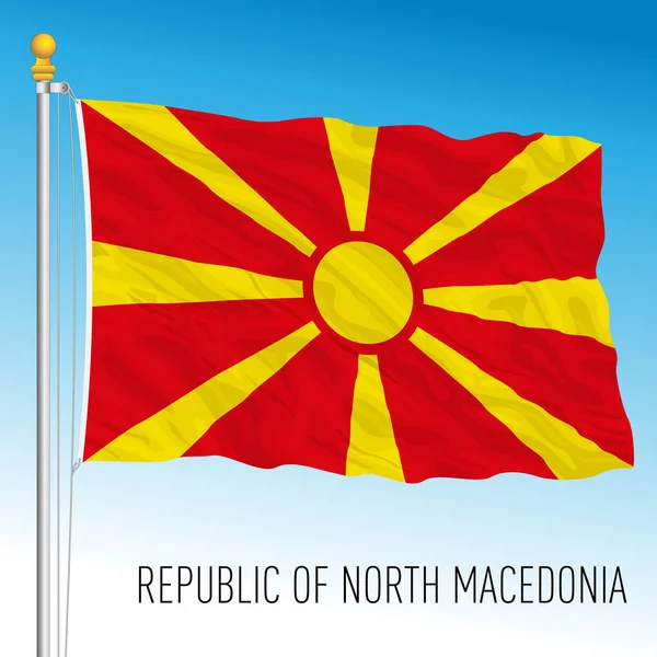 Północna Macedonia Oficjalna Flaga Narodowa Państwo Europejskie Ilustracja Wektora — Wektor stockowy