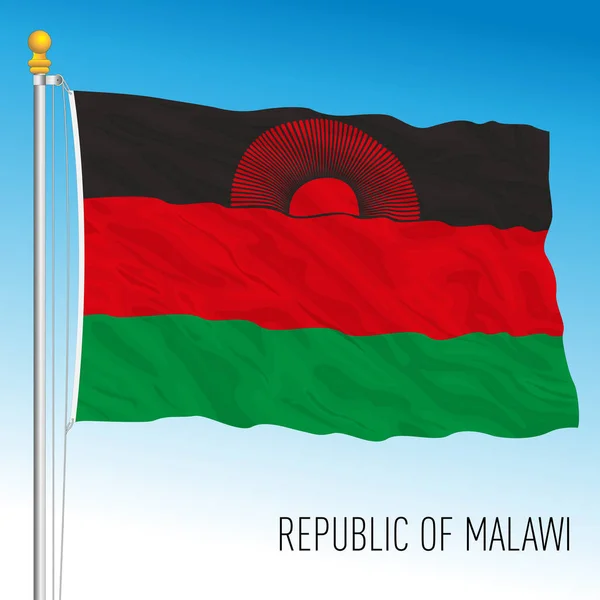 Malawi Officiële Nationale Vlag Afrikaans Land Vectorillustratie — Stockvector