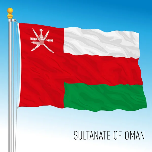 Oman Officiell Nationell Flagga Asiatiskt Land Mellanöstern Vektor Illustration — Stock vektor
