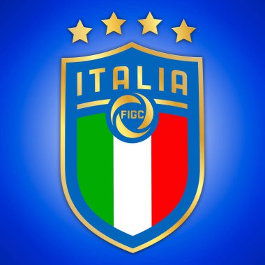 ROME, ITALY, Haziran 2021 - Avrupa Şampiyonası için İtalyan Ulusal Futbol Federasyonu logosu 2021, İtalya kazananı