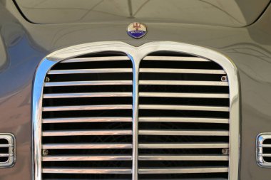 Modena, İtalya, Temmuz 12021 - Maserati A6 1500 (1946) klasik spor araba, Motor Vadisi Fuarı, Kamu Sergisi