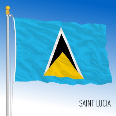 Saint Lucia resmi ulusal bayrağı, Karayip ülkesi, vektör illüstrasyonu