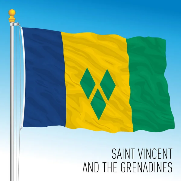 Saint Vincent Grenadines Resmi Ulusal Bayrağı Amerikan Ülkesi Vektör Illüstrasyonu — Stok Vektör