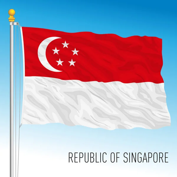 Bendera Nasional Resmi Singapura Negara Asiatik Gambar Vektor - Stok Vektor
