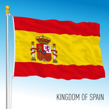 İspanya resmi ulusal bayrağı, Avrupa Birliği, vektör illüstrasyonu