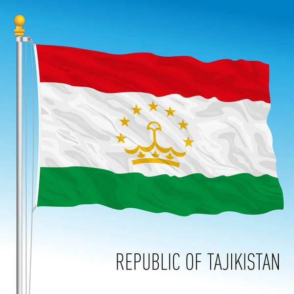 Tadżykistan Oficjalna Flaga Narodowa Kraj Azjatycki Ilustracja Wektora — Wektor stockowy