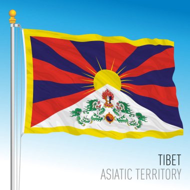Tibet resmi ulusal bayrağı, Asya bölgesi, vektör illüstrasyonu