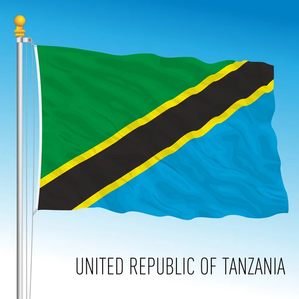 Tanzania Officiële Nationale Vlag Afrikaans Land Vectorillustratie — Stockvector