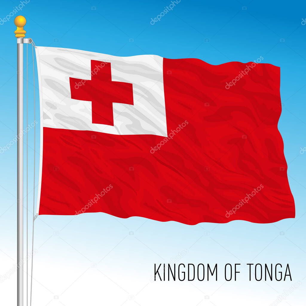 Tonga official national national flag, oceania, vector illustration
