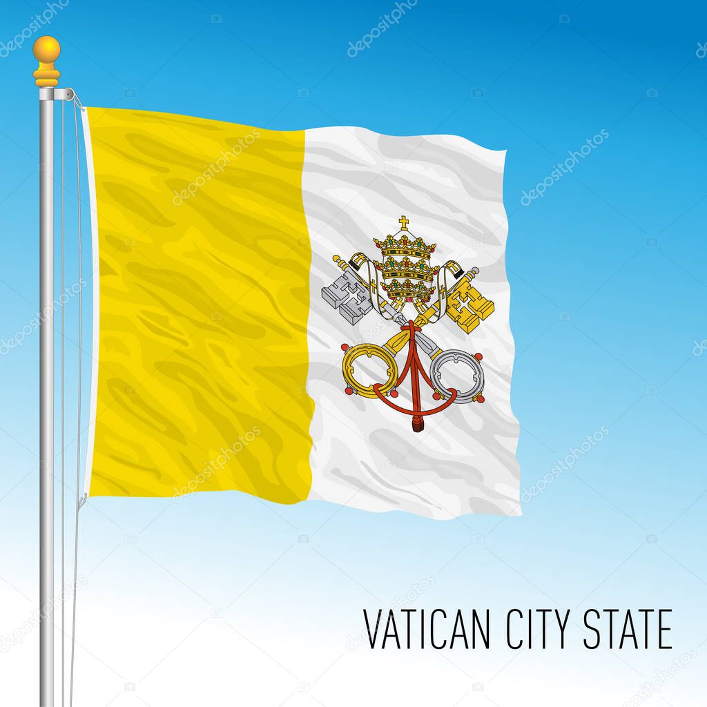 Vatican City, Holy See official national flag, Rome, Italy, vector illustration