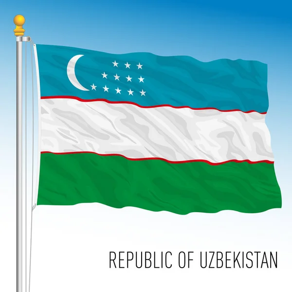 Государственный Флаг Узбекистана Азиатская Страна Векторная Иллюстрация — стоковый вектор