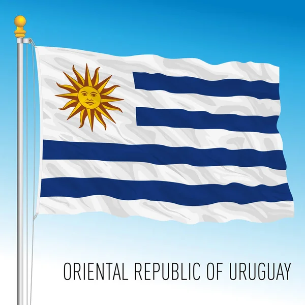 ウルグアイ公式国旗 南アメリカ ベクトルイラスト — ストックベクタ