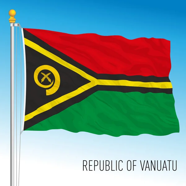 Bandera Nacional Oficial Vanuatu Oceanía Ilustración Vectorial — Vector de stock