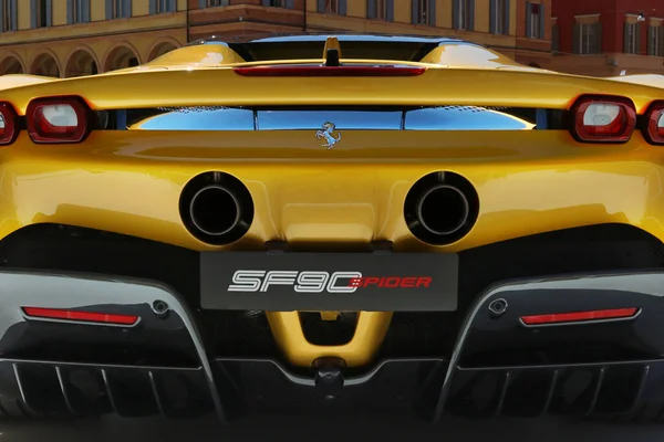 Modena Ιταλία Ιούλιος 2021 Ferrari Sf90 Spider Sport Car Detail — Φωτογραφία Αρχείου