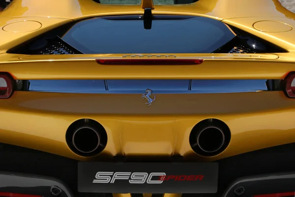 Modena Ιταλία Ιούλιος 2021 Ferrari Sf90 Spider Sport Car Detail — Φωτογραφία Αρχείου