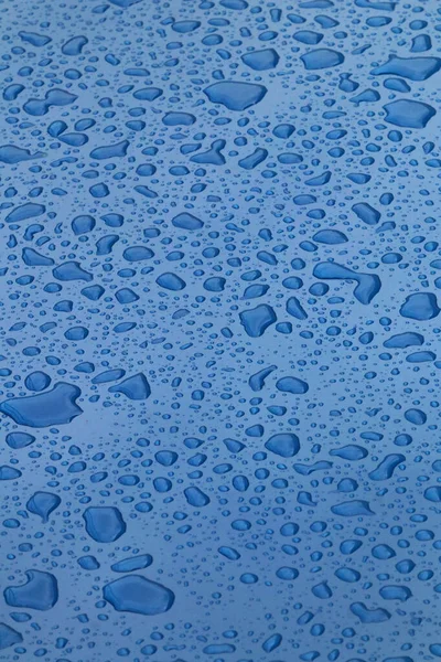 Drops Water Blue Surface — Stock Photo, Image