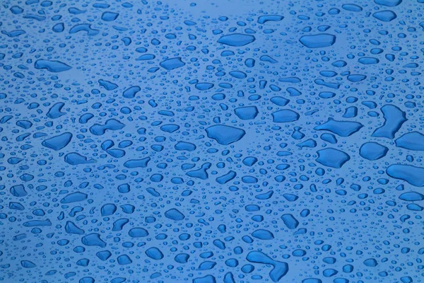 Drops Water Blue Surface — Stock Photo, Image