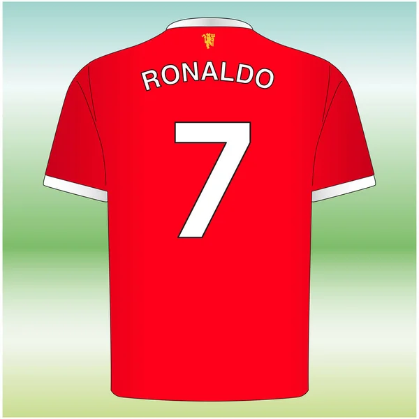 Manchester Ngiltere Ağustos 2021 Ronaldo Numara Tişört New Manchester United — Stok Vektör