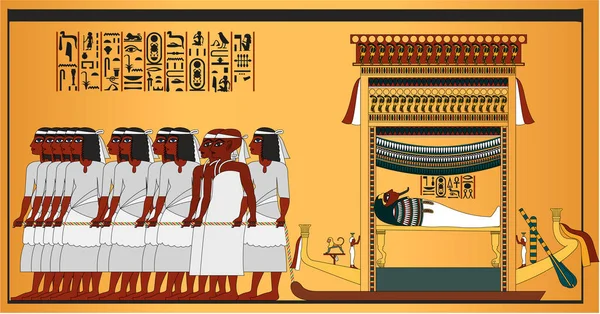 Dettaglio Una Parete Dell Interno Della Tomba Tutankhamon Illustrazione Vettoriale — Vettoriale Stock