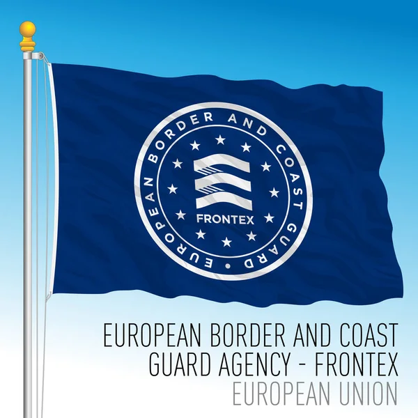Frontex Flag Agenzia Europea Della Guardia Costiera Frontiera Unione Europea — Vettoriale Stock