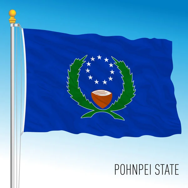 Pohnpei State Officiell Nationell Flagga Mikronesiska Federationen Oceanien Vektor Illustration — Stock vektor