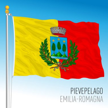 Pievepelago, Modena, İtalya, belediyenin bayrağı, vektör illüstrasyonu