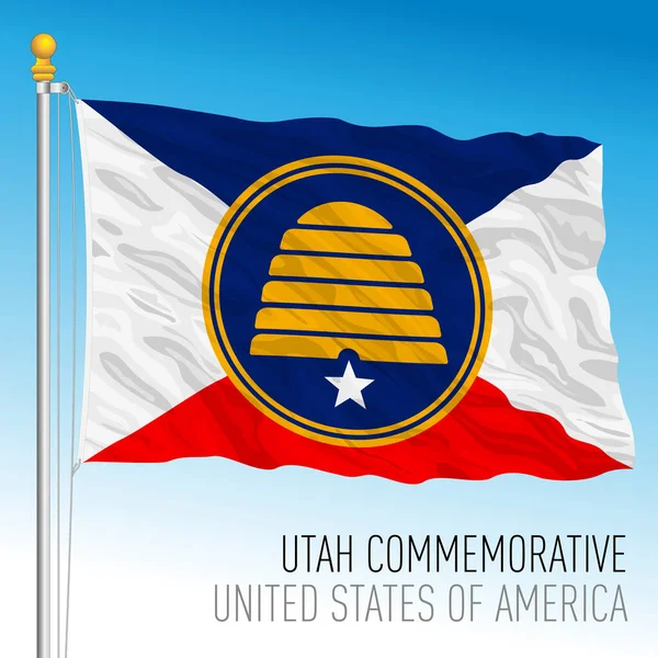 Utah State Bandeira Comemorativa Estados Unidos América Ilustração Vetorial —  Vetores de Stock