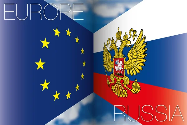 Europa vs Ryssland flaggor — Stock vektor