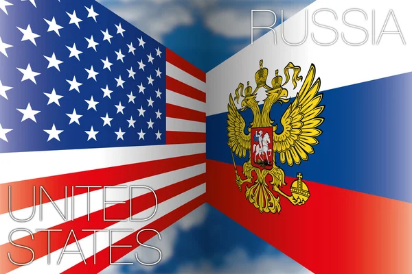 USA vs Russland Fahnen — Stockvektor
