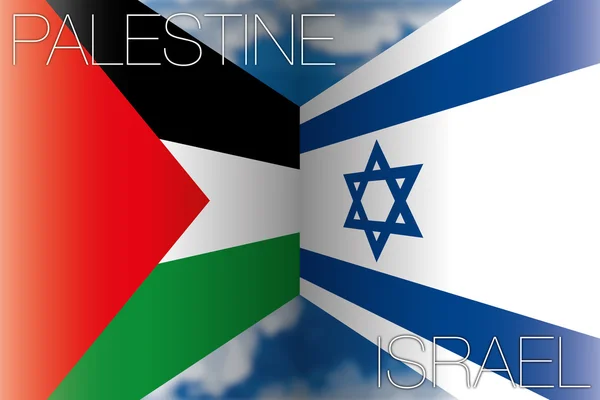 Palestina vs bandiere israeliane — Vettoriale Stock