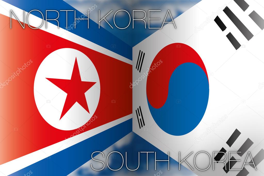 North korea vs south korea flags