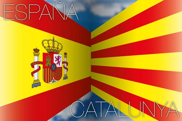 Hiszpania vs flagi Katalonii — Wektor stockowy