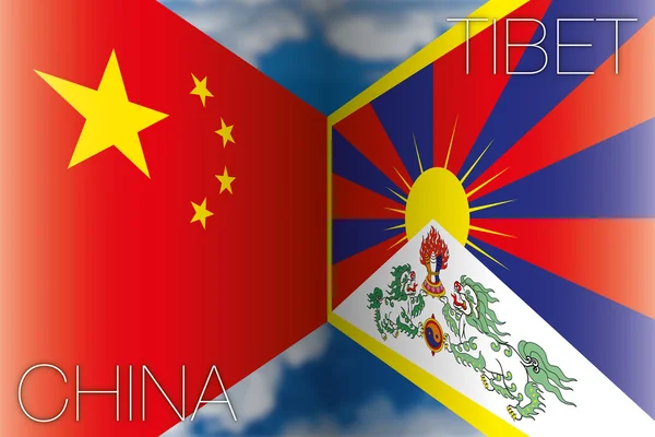China vs tibet banderas — Vector de stock