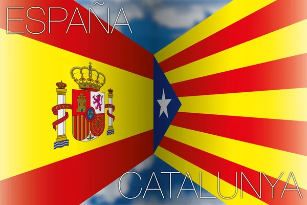 Catalonia vs Hiszpania flagi — Wektor stockowy
