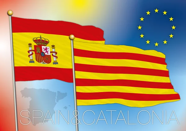 Drapeaux de Catalogne et Espagne — Image vectorielle