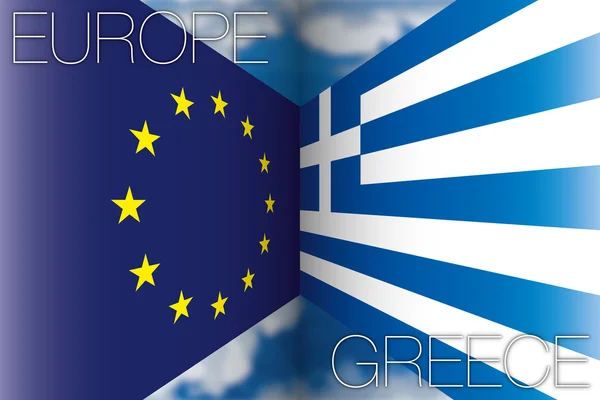Europe vs greece flags — 图库矢量图片