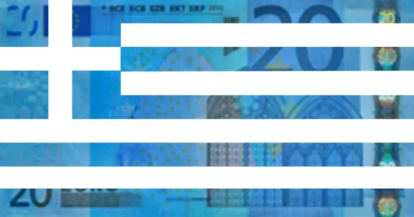 希腊国旗有 20 欧元的钞票 — 图库照片