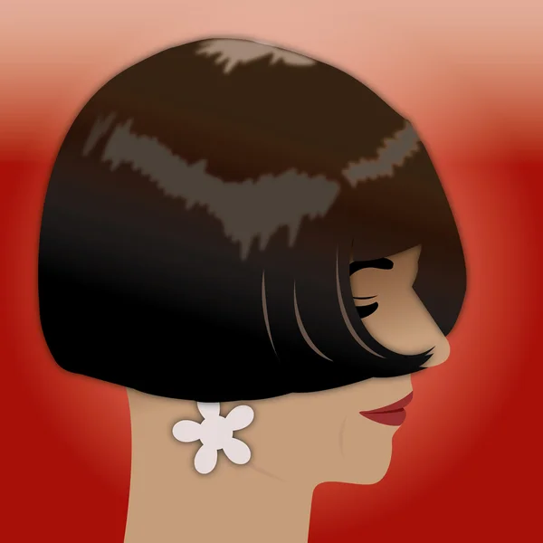 Femme cheveux noirs — Image vectorielle