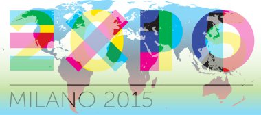 Expo 2015 logo with world map clipart
