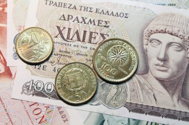 Yunan drachmes banknot ve madeni paralar