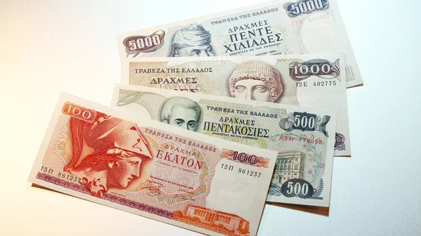 Griechische Drachmen-Banknoten — Stockfoto