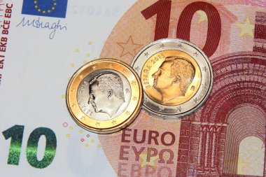 New 1 euro, 2 euro coins felipe king of spain clipart